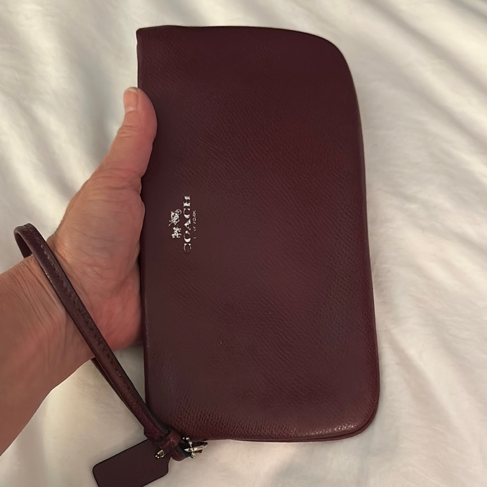 Coach Burgundy Leather Clutch Wristlet - Picture 8 of 9